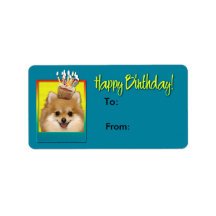 Birthday Cupcake Pomeranian Personalized Address Labels