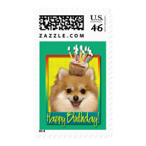 Birthday Cupcake Pomeranian Stamps