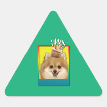 Birthday Cupcake Pomeranian Triangle Stickers