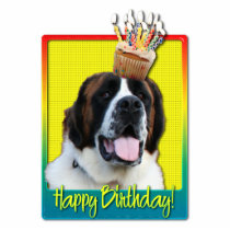 Birthday Cupcake - Saint Bernard - Mae Photo Cut Out