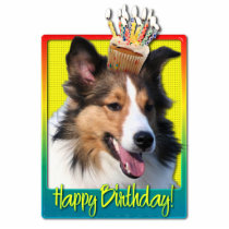 Birthday Cupcake - Sheltie Photo Cutouts