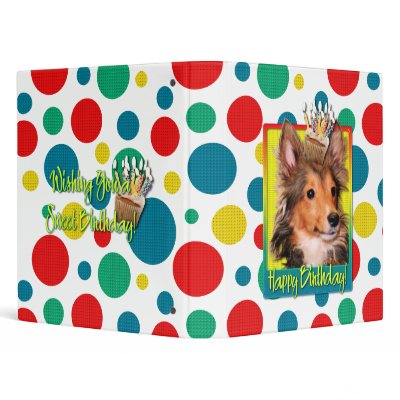 Birthday Cupcake - Sheltie Puppy - Cooper Vinyl Binders by FrankzPawPrintz