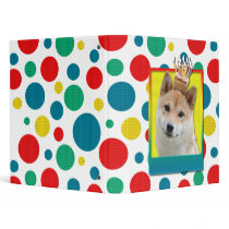 Birthday Cupcake - Shiba Inu 3 Ring Binders