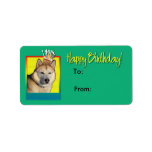 Birthday Cupcake - Siberian Husky - Copper Custom Address Label