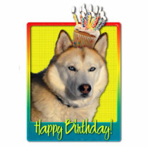 Birthday Cupcake - Siberian Husky - Copper Photo Cut Out