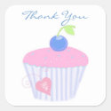 Birthday Cupcake Thank You Square Stickers