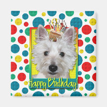 Birthday Cupcake - Westie - Tank Fridge Magnets