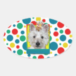 Birthday Cupcake - Westie - Tank Oval Sticker