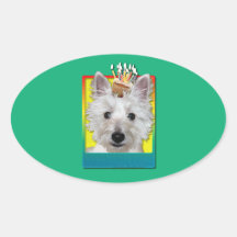 Birthday Cupcake - Westie - Tank Oval Stickers