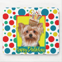 Birthday Cupcake - Yorkshire Terrier Mouse Pads