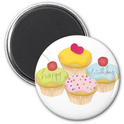 Birthday Cupcakes Refrigerator Magnets