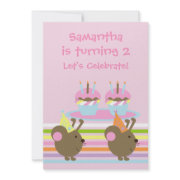 Birthday Cupcakes Party Mice Invitation invitation
