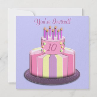 Birthday Custom Age Cake (pinks) invitation