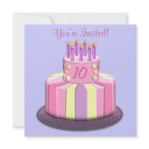 Birthday Custom Age Cake (pinks) invitations