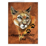 Birthday Dad Cougar, Puma, Mountain Lion Animal Greeting Cards
