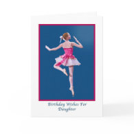 Birthday, Daughter, Ballerina on Blue Greeting Car card