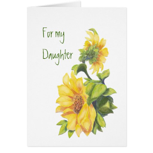 Birthday Daughter Watercolor Sunflowers, Floral Card Zazzle