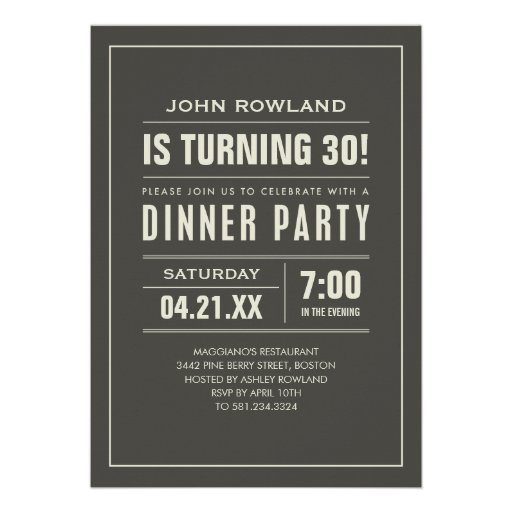 Birthday Dinner Party Invitations