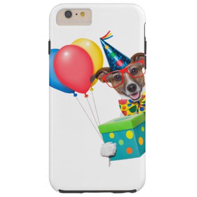 Birthday Dog With Balloons Tie and Glasses Tough iPhone 6 Plus Case
