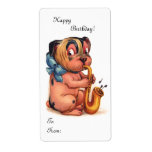 Birthday Dog with Saxophone Custom Shipping Labels