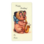Birthday Dog with Saxophone Shipping Label