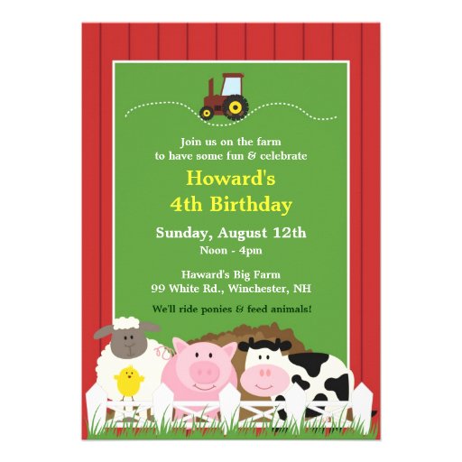 Birthday Farm Animals Flat Invitation