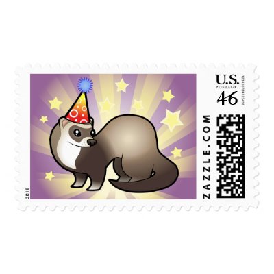 Birthday Ferret Postage Stamps by CartoonizeMyPet