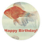 round_sticker - Funny Happy Birthday Goldfish!