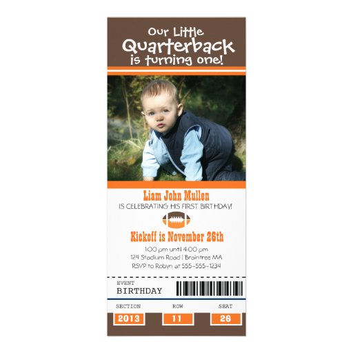Birthday Football Ticket Custom Announcement (front side)