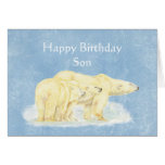 Birthday for Beary Special Son Polar Bears Greeting Card