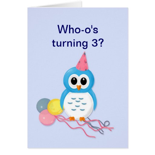 Birthday for Three Year Old Greeting Card Zazzle
