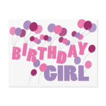 Birthday Girl Balloons postcards