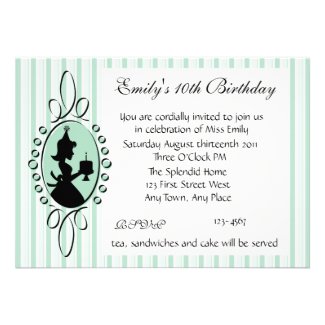 Birthday Girl Blue Cameo Custom Announcements