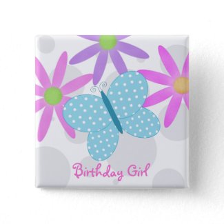 Birthday Girl Butterfly Button button