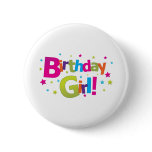 Birthday girl colorful Tshirt Pinback Buttons
