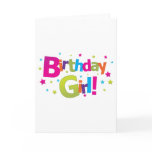 Birthday girl colorful Tshirt Greeting Cards