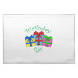 Birthday girl in green with presents place mats
