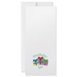 Birthday girl in green with presents custom rack card