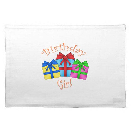 Birthday girl in orange with presents place mats