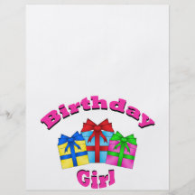 Birthday girl in pink with presents flyer