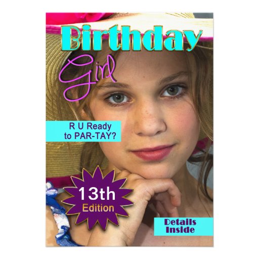 BIRTHDAY GIRL - MAG. COVER - INSERT PHOTO- ANY AGE CARD
