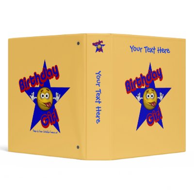 Birthday Girl Smiley Face Personalized Notebook Vinyl Binder by SmilinEyesTreasures