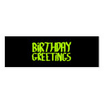 Birthday Greetings. Green and Black. Custom Business Cards