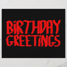 Birthday Greetings. Red and Black. Flyer Design
