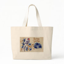 Birthday Greetings Vintage Fabric Bird Postcard Bag