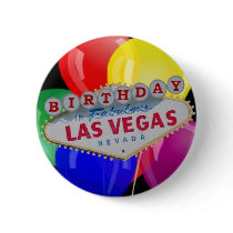 Birthday IN Fabulous Las Vegas Button - Balloons