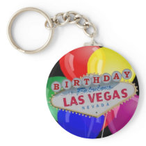 Birthday IN Fabulous Las Vegas Keychain - Balloons