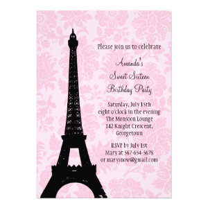 Birthday in Paris Sweet Sixteen Announcements
