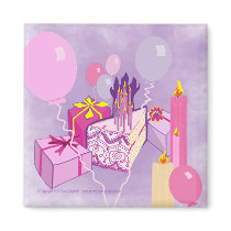 BIRTHDAY in PINKS Sq Magnet by gardensofeve BIRTHDAY in PINKS Sq Magnet