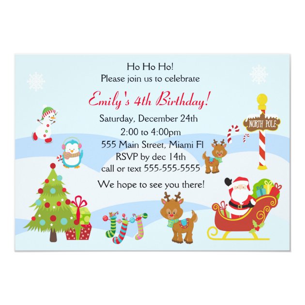 Birthday Invitation Christmas Kids Party (front side)